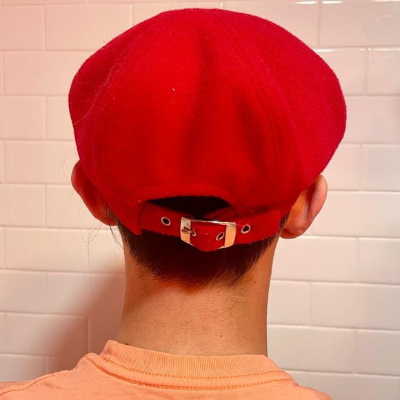VINTAGE 90's Betmar New York Newsboy Red Wool Hat Unisex - Picture 3 of 9